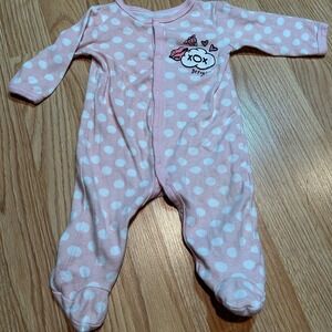 Betsey Johnson Baby Girl Pink Polka Dot XOX Cloud Footie Sleeper